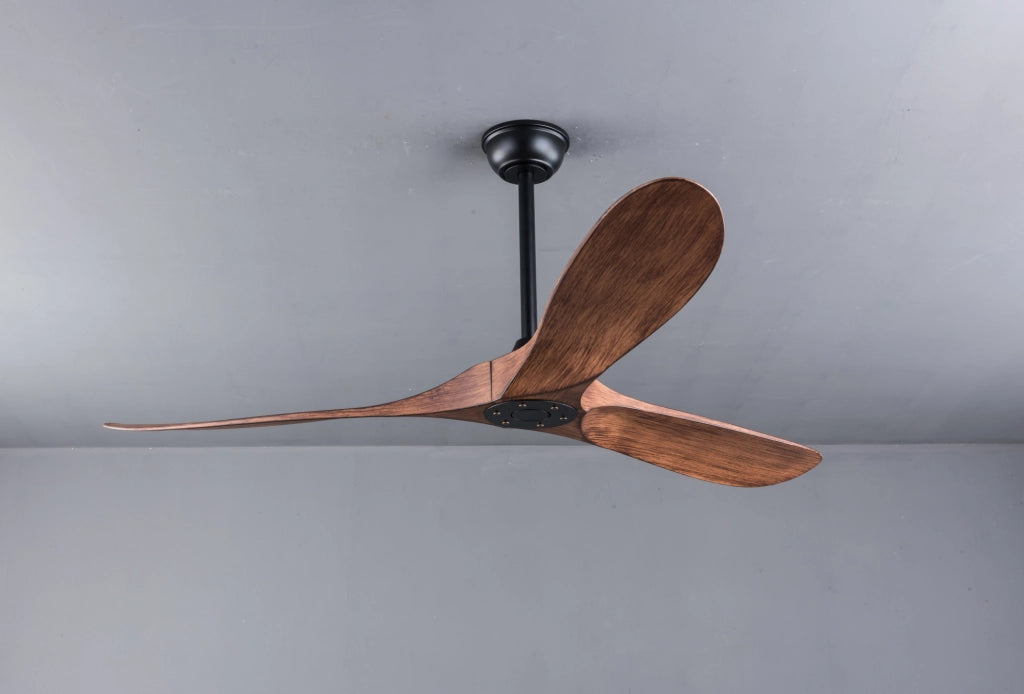 Ventilatore da Soffitto 132 cm senza Luce con Motore DC Silenzioso e Telecomando, Design Noce per Interni ed Esterni