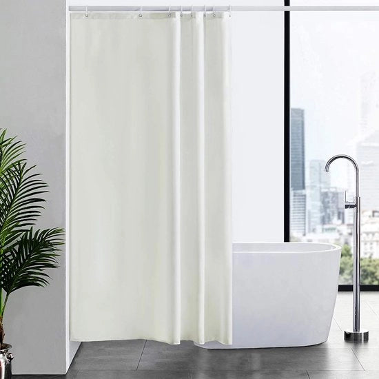 Douchegordino Beige Anti Schimmel Stoffa Polyester Acqua-Resistente per doccia o bagno con 8 ganci per doccia 120x200cm.
