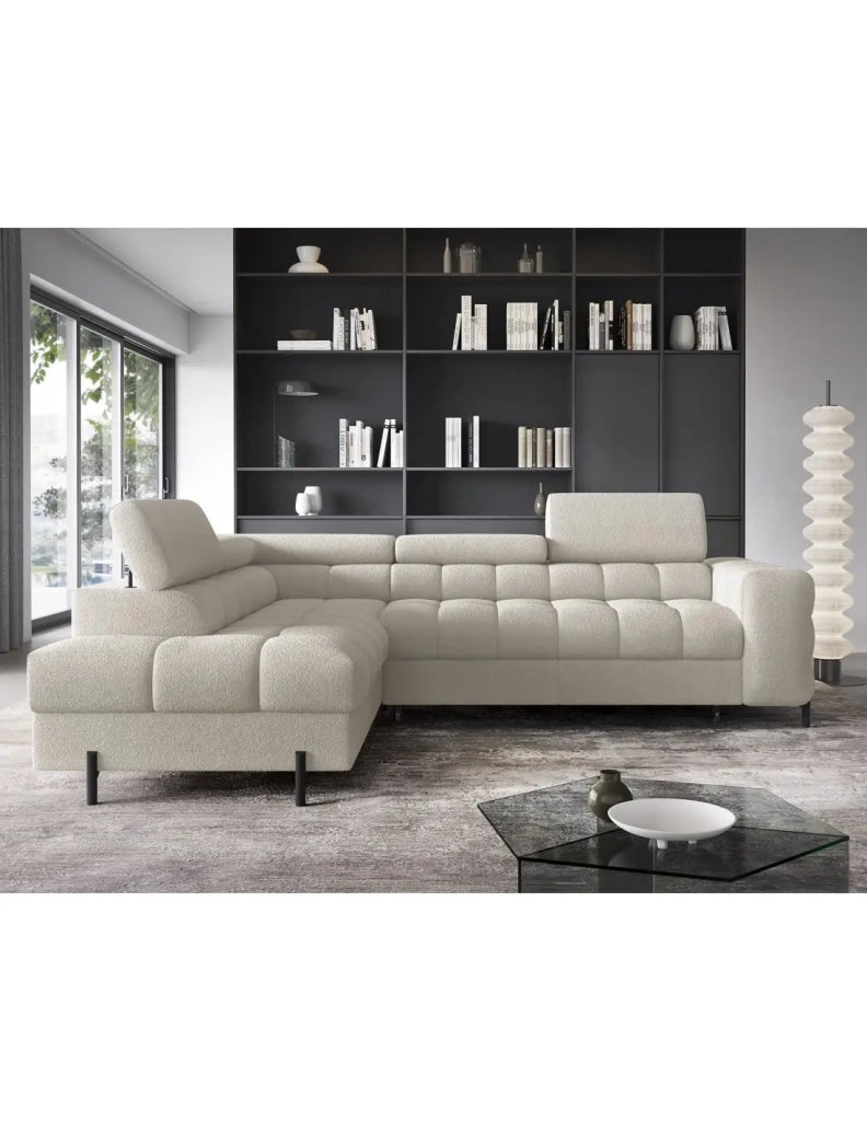 Divano ad angolo sinistro FERRUM Beige chiaro con contenitore 276x93x200cm