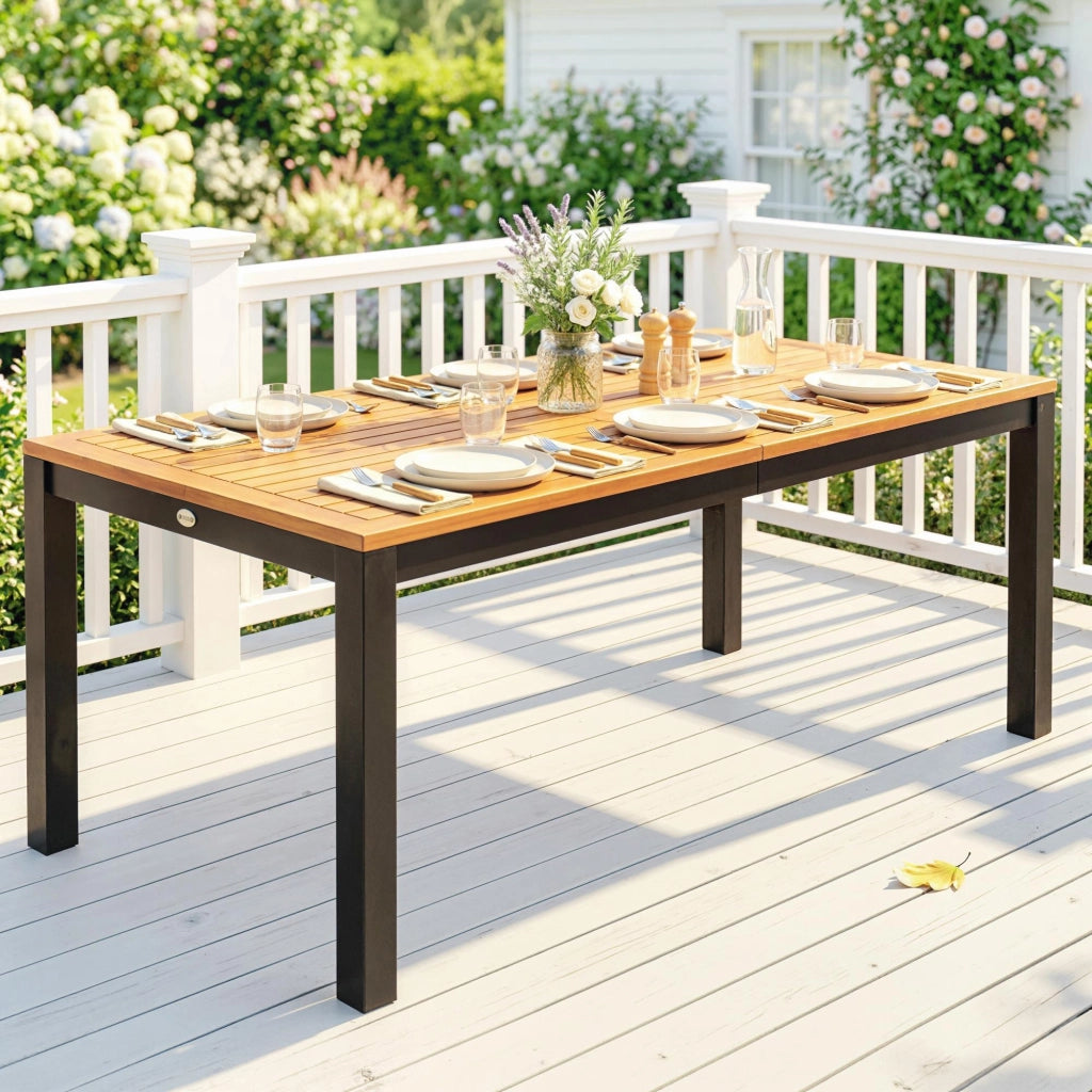 Tavolo da pranzo per giardino in legno per 6 persone ¨C zephmum ¨C naturale 150x75x75