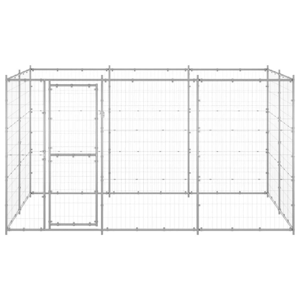 Cuccia da esterno gabbia recinto per animali box esterno per cani in acciaio zincato 7,26 m² 02_0000428