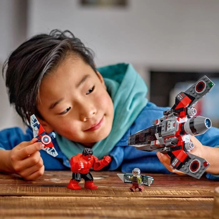LEGO Marvel 76292 Captain America vs Hulk Rosso - Aereo da caccia costruibile
