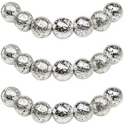 Raccoglitori 8mm 45 pezzi con pietra lava argentea semi-preziosa con foro, per l'uso libero, per la creazione di gioielli, bracciali e collane.