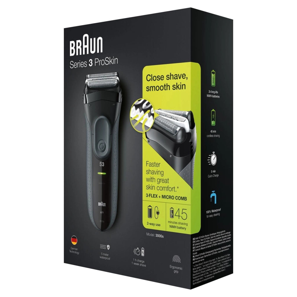 Braun Series 3 3000s Rasoio Nero rasoio elettrico