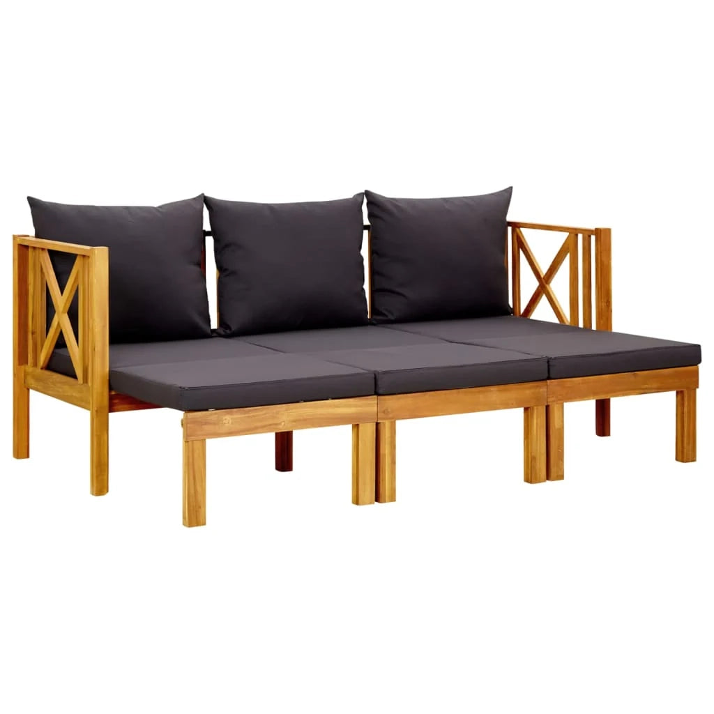 Panchina da giardino arredo esterno per patio terrazzo 3 posti con cuscini 179 cm legno massello di acacia 02_0011319