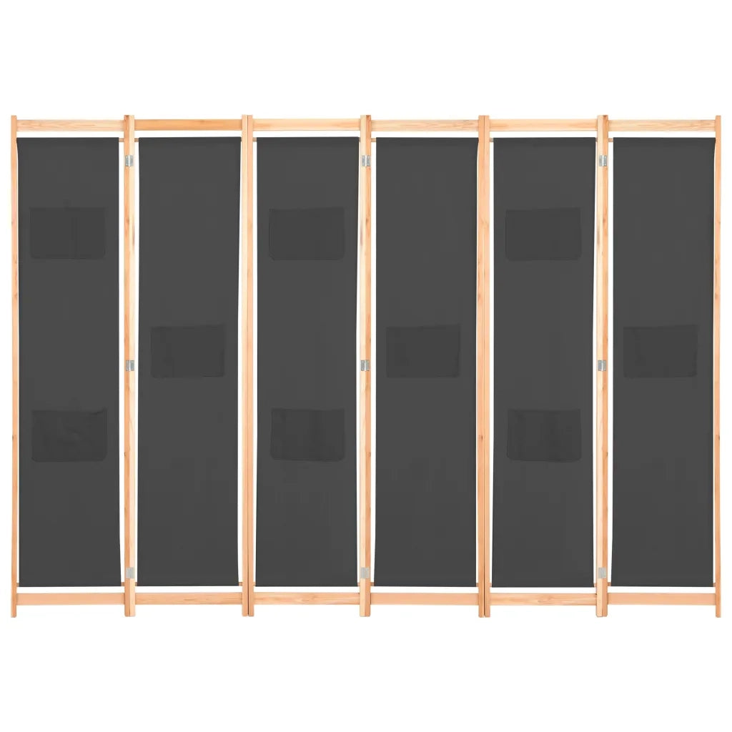 Divisorio Ambienti | Divider per stanze | Paravento a 6 Pannelli Grigio 240x170x4 cm in Tessuto