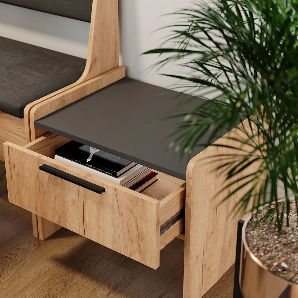 Vicco Panca da pranzo per la sala da pranzo Quercia dorata/antracite 53.5 x 41.1 cm con 1 cassetto