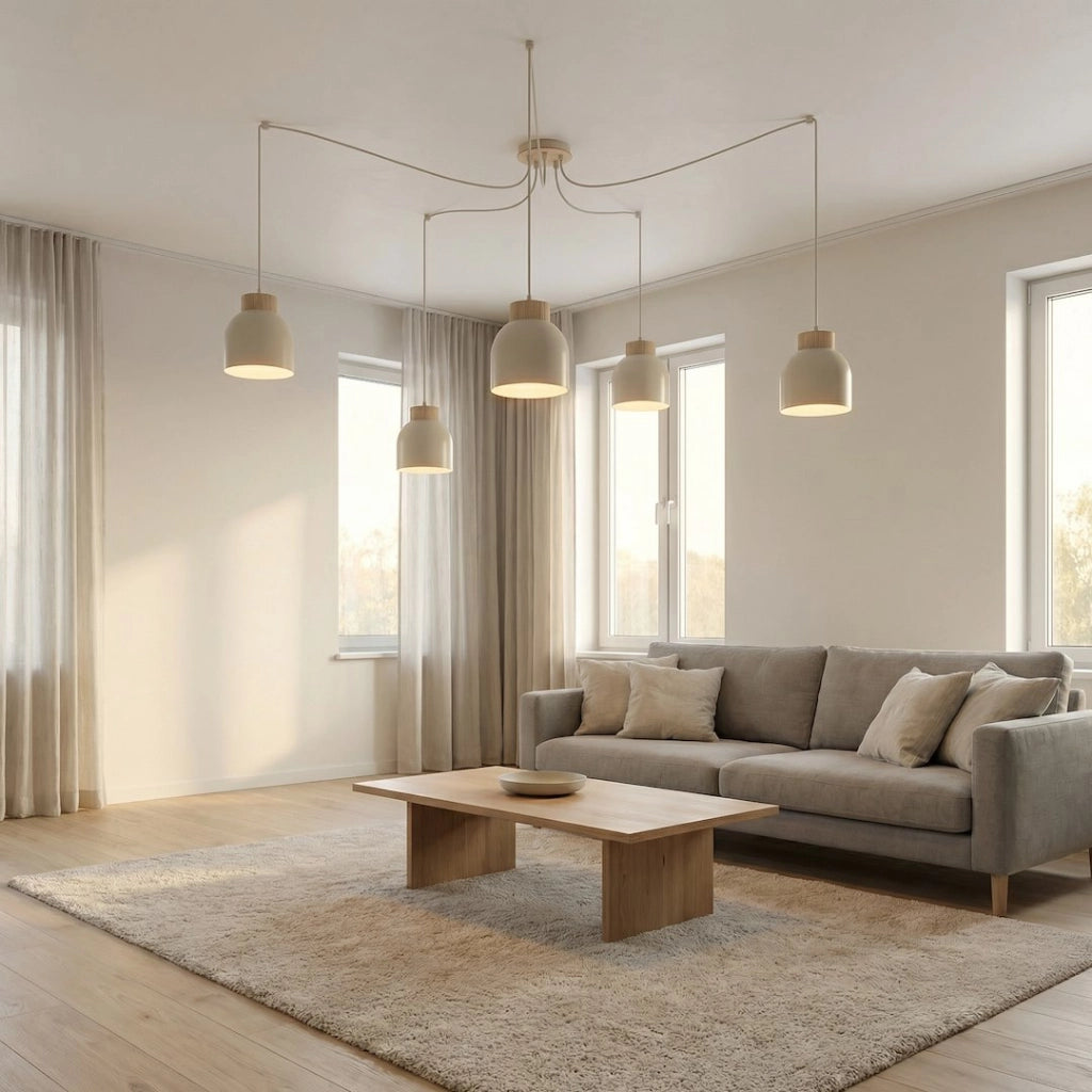 Lampada sospesa KRU beige scandinava spider 5xE27 Emibig