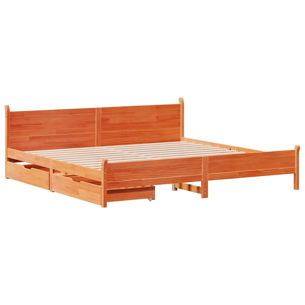 Letto matrimoniale | Letto per adulti | Letto senza Materasso Marrone Cera 200x200 cm in Legno di Pino