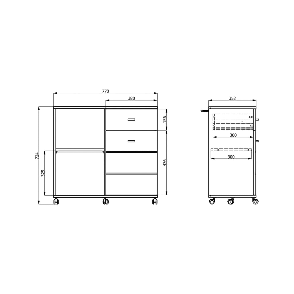 Madia Majuli, Credenza 2 Ripiani, 77x35x72h cm Marrone Rovere Nodi