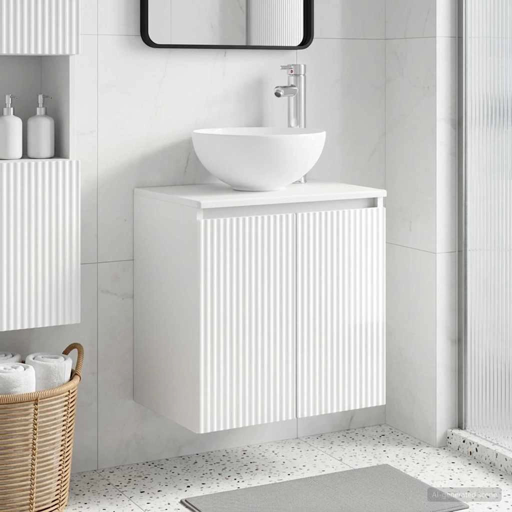 Mobile Lavabo da Parete Bianco Lucido 49,5 x 35 x 63 cm 890386