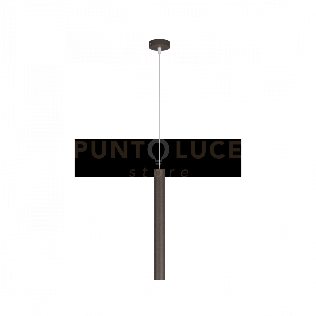 ROUND TUBE SOSPENSIONE 1 LUCE MARRONE CAVO CM.250 CON BASE 1174-S1-MA