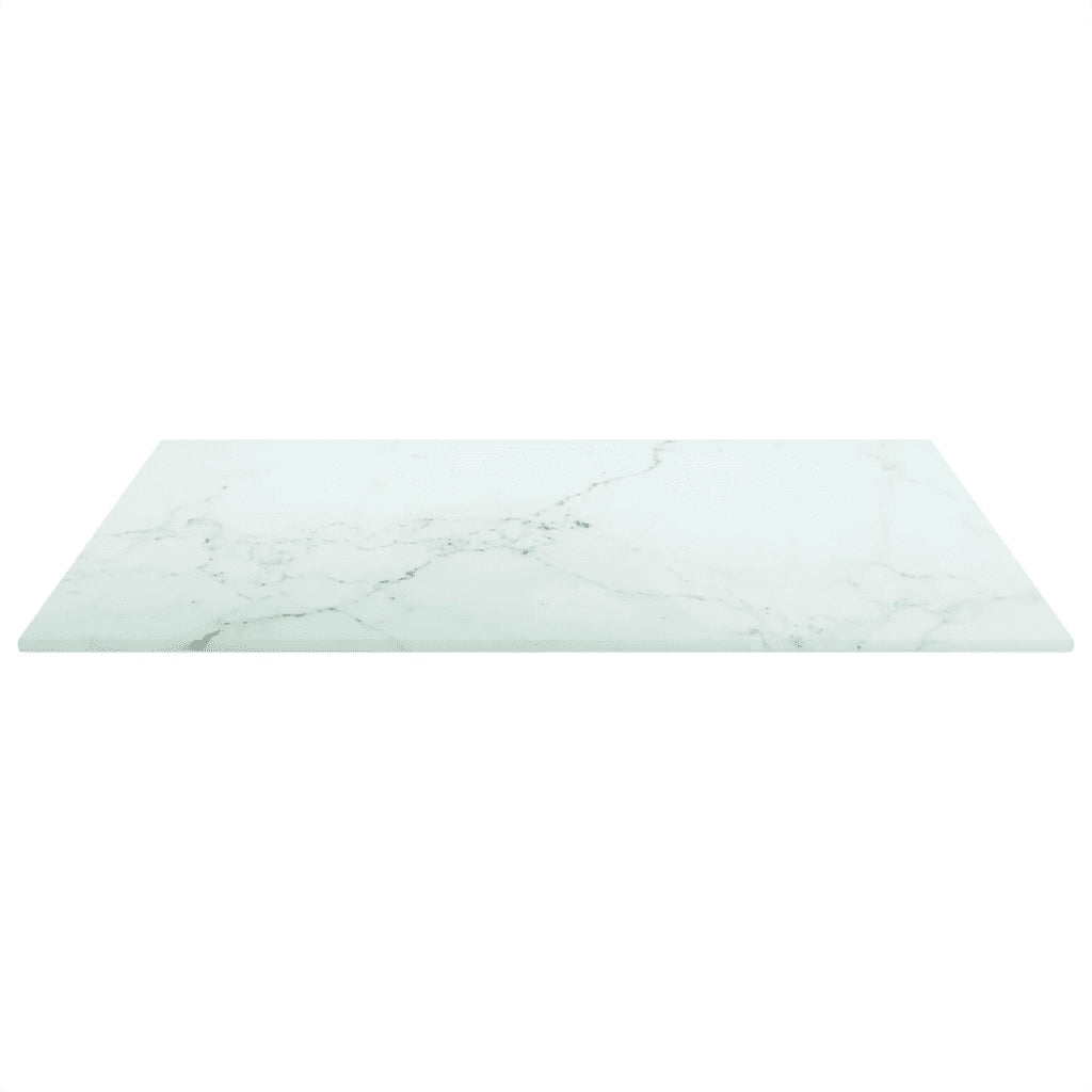 Piano Tavolo Bianco 50x50 cm 6mm Vetro Temperato Aspetto Marmo cod mxl 72542