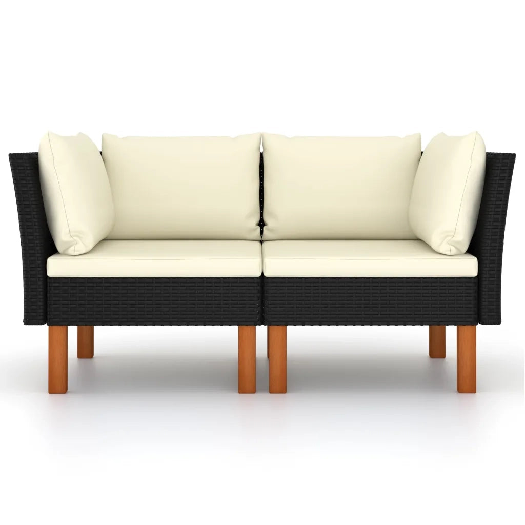 Poltrone Angolari 2 pz Polyrattan e Legno Massello di Eucalipto cod mxl 72626