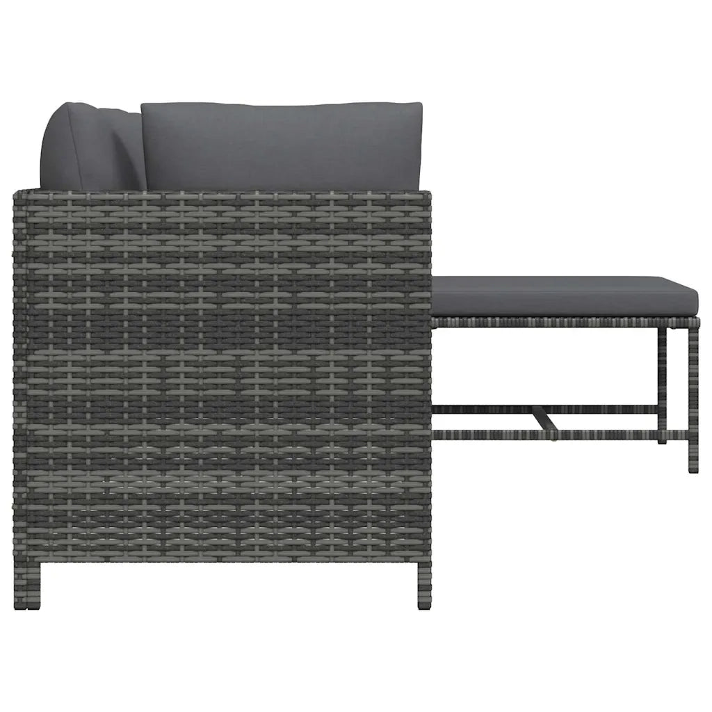 Salotto da Giardino-Set Divani da Giardino4 pz con Cuscini in Polyrattan Grigio