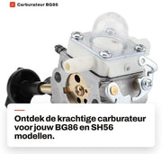 Carburatore Sincronizzazione Kit - Adatto per BG86 SH56 - Sostituisce Zama C1M-S261B - Incluso Gomme e Filtro Carburante - Acciaio Inox