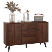 Credenza Moderna in Legno e Truciolato con 2 Armadietti e 3 Cassetti, 127x40x76 cm, Marrone e Nero