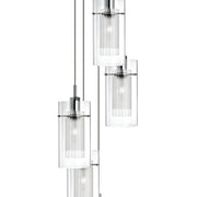 Lampadario Contemporaneo Duo 1 Acciaio Argento Vetro Cromo 5 Luci E14