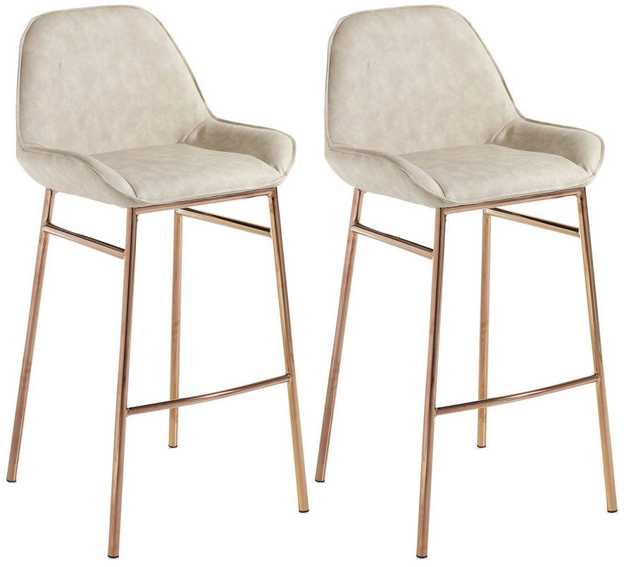 Set 2 Sgabelli 49,5x41x105 cm in Similpelle Beige