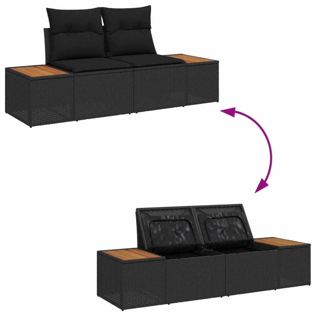 Set Divano da Giardino con cuscino 6 pcs Nero Polyrattan 3356738