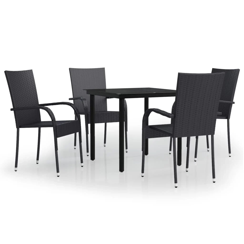 Set da pranzo da esterno nero da 5 pezzi 02_0013565