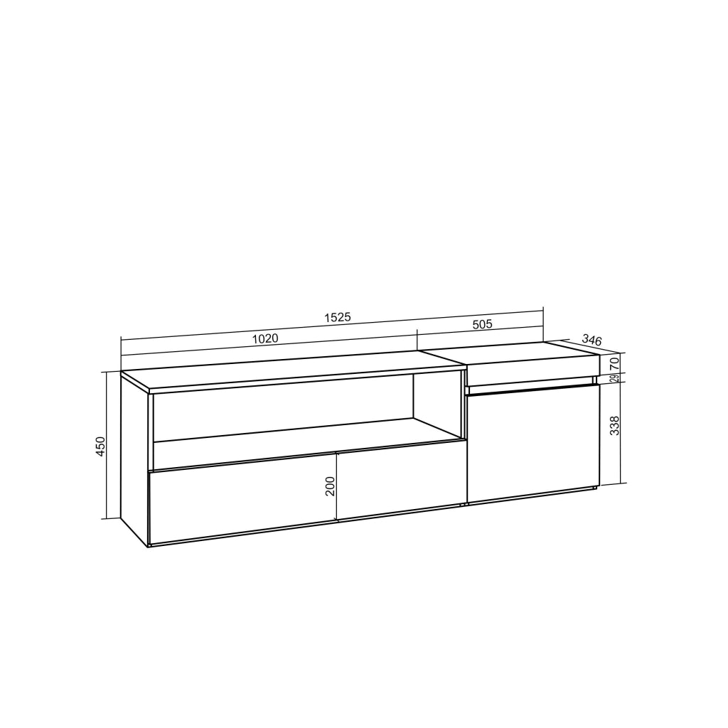 Mobile TV Soggiorno, 150x35x45cm, Per TV fino a 65", Mobile Soggiorno, Nero RF2475