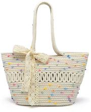 Borsa a rete con chiusura a zip, borsa tote con strisce di rafia, borsa intrecciata con chiusura a zip, borse da spiaggia per donne, borsa da spalla con strisce di rafia