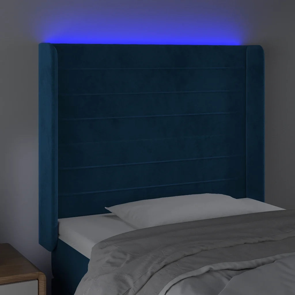 Testiera a LED Blu Scuro 103x16x118/128 cm in Velluto 3124234