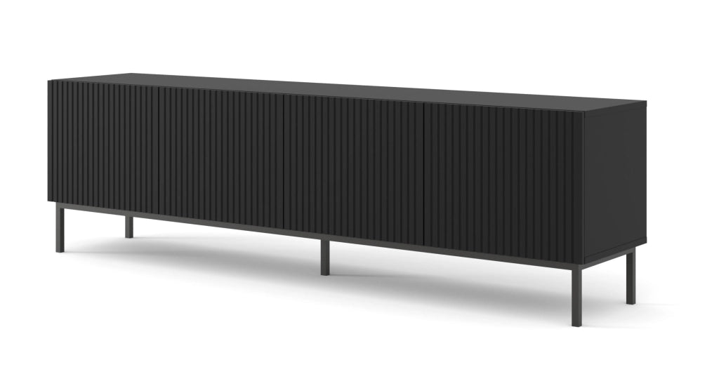 MOBILE RAVENNA B PORTA TV IN MDF RIVESTITO 4D 200 NERO OPACO TELAIO NERO