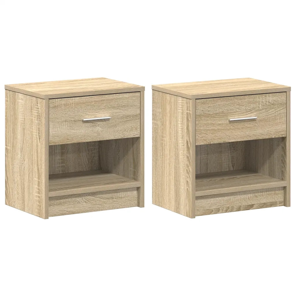 Comodini 2 pz con Cassetto-Set di 2 Tavolino da notte Rovere Sonoma 39x28x41 cm