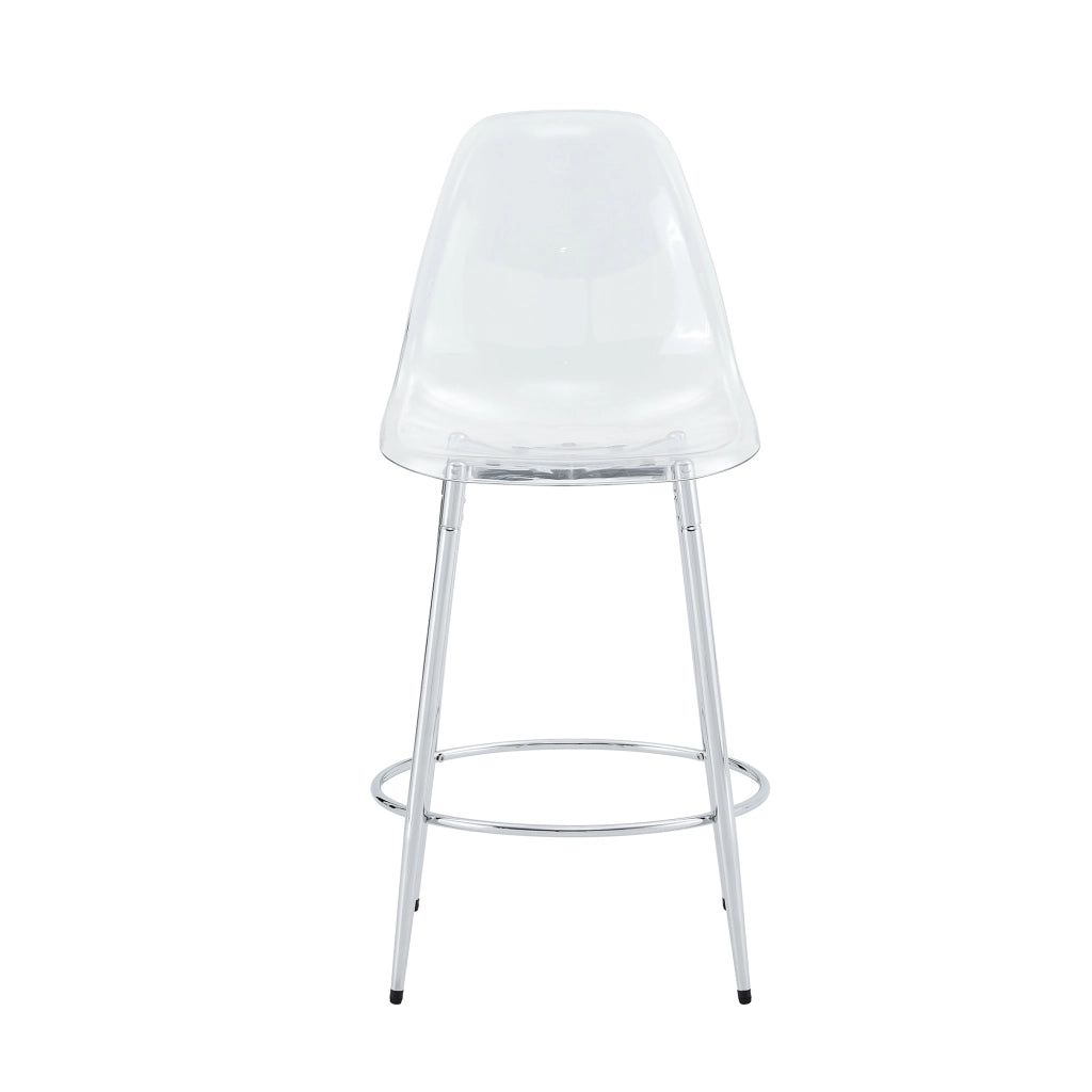 Set tavolo cucina e sedie con 1 tavolo bar e 2 sgabelli; poggiapiedi; in vetro; metallo e plastica trasparente