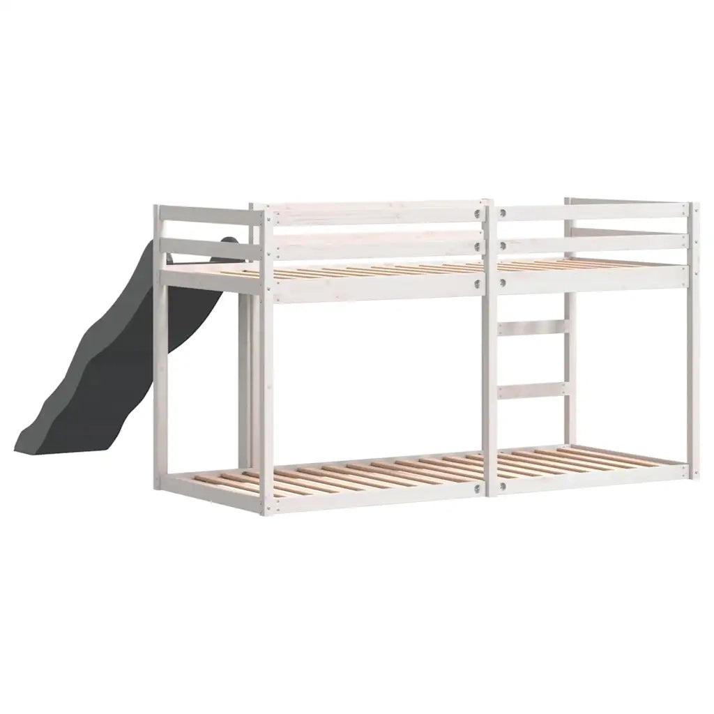 vidaXL Letto a Castello Scivolo e Scala Bianco 90x200 cm Legno di Pino