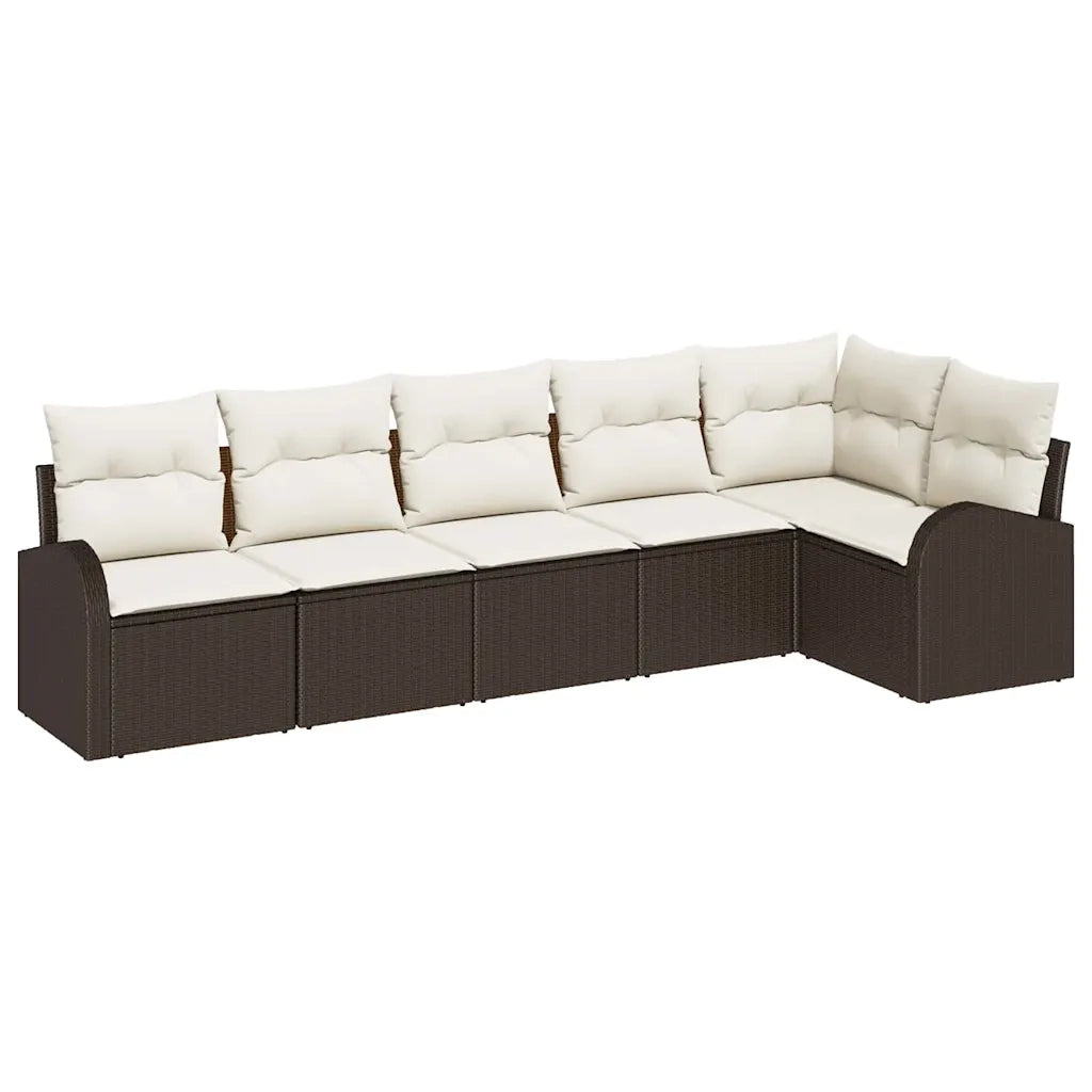 Set Divano da Giardino 6 pcs Marrone e bianco polyrattan 3354727