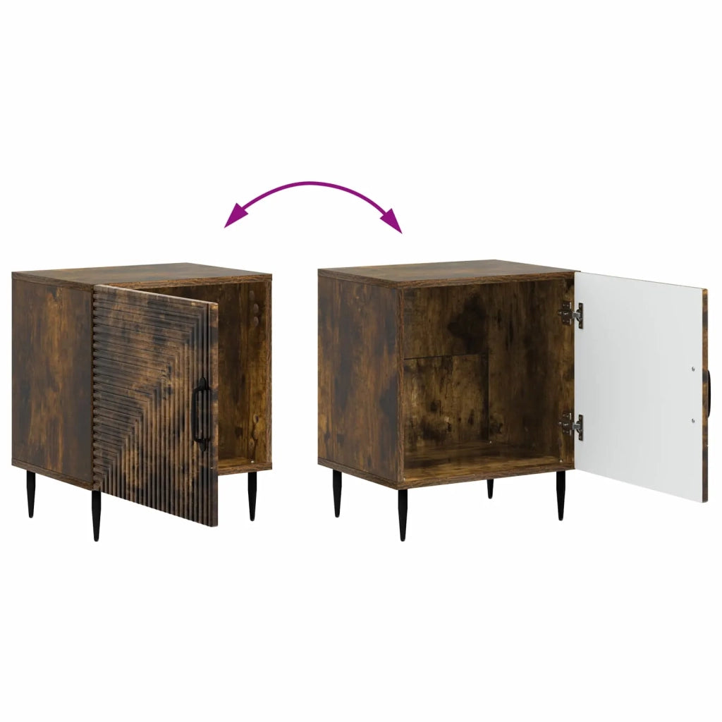 Set di 2 Comodini | Armadio da Notte | Mobiletto da notte Rovere Fumo 43 x 34,5 x 50 cm
