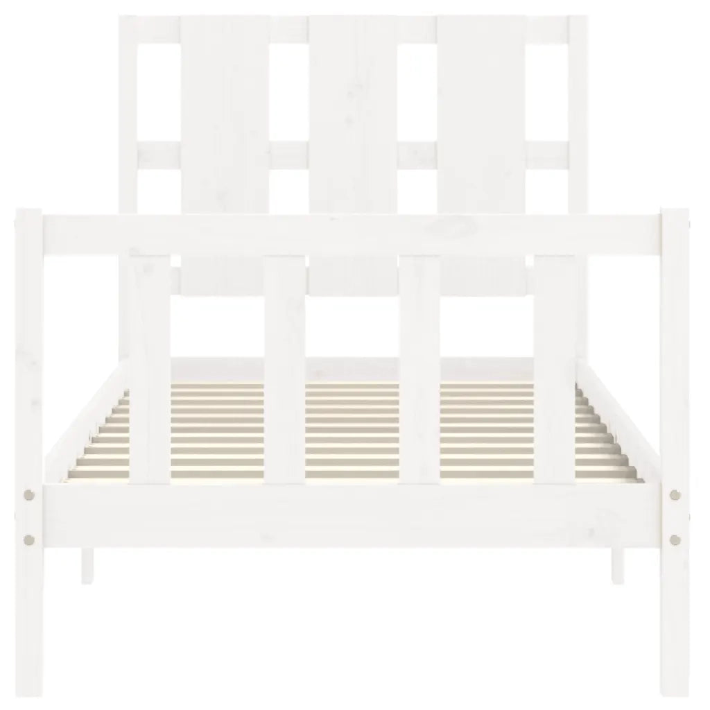 Letto senza Materasso-Struttura Letto Bianco 90x190 cm in Legno Massello Pino 978581