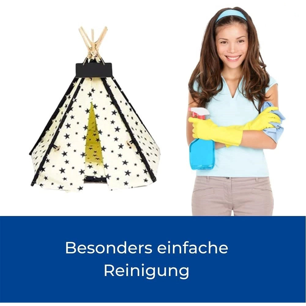Trade Shop - Tenda Per Cani Gatti Animali Domestici Tepee Cuscino Cestino Lavabile 60x60x90cm -