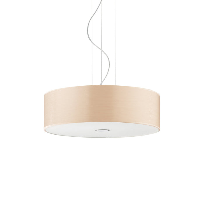 Sospensione Industrial-Minimal Woody Metall Legno Marrone 4 Luci E27