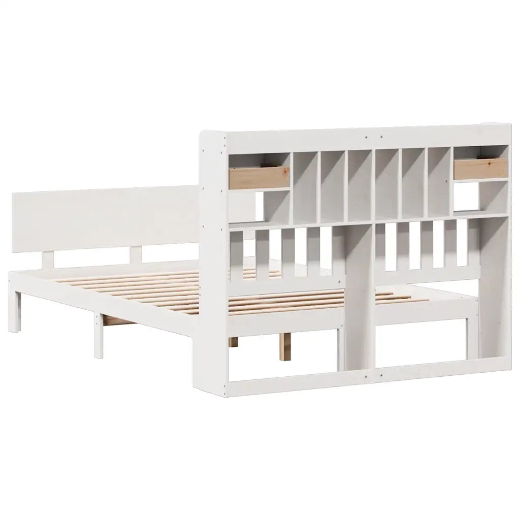 Letto Libreria senza Materasso Bianco 160x200 cm Legno di Pino 3322697