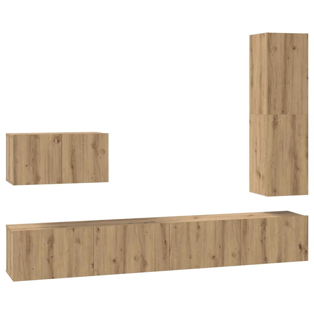 Set mobile TV 4 pcs Rovere artigianale Legno multistrato 3393329