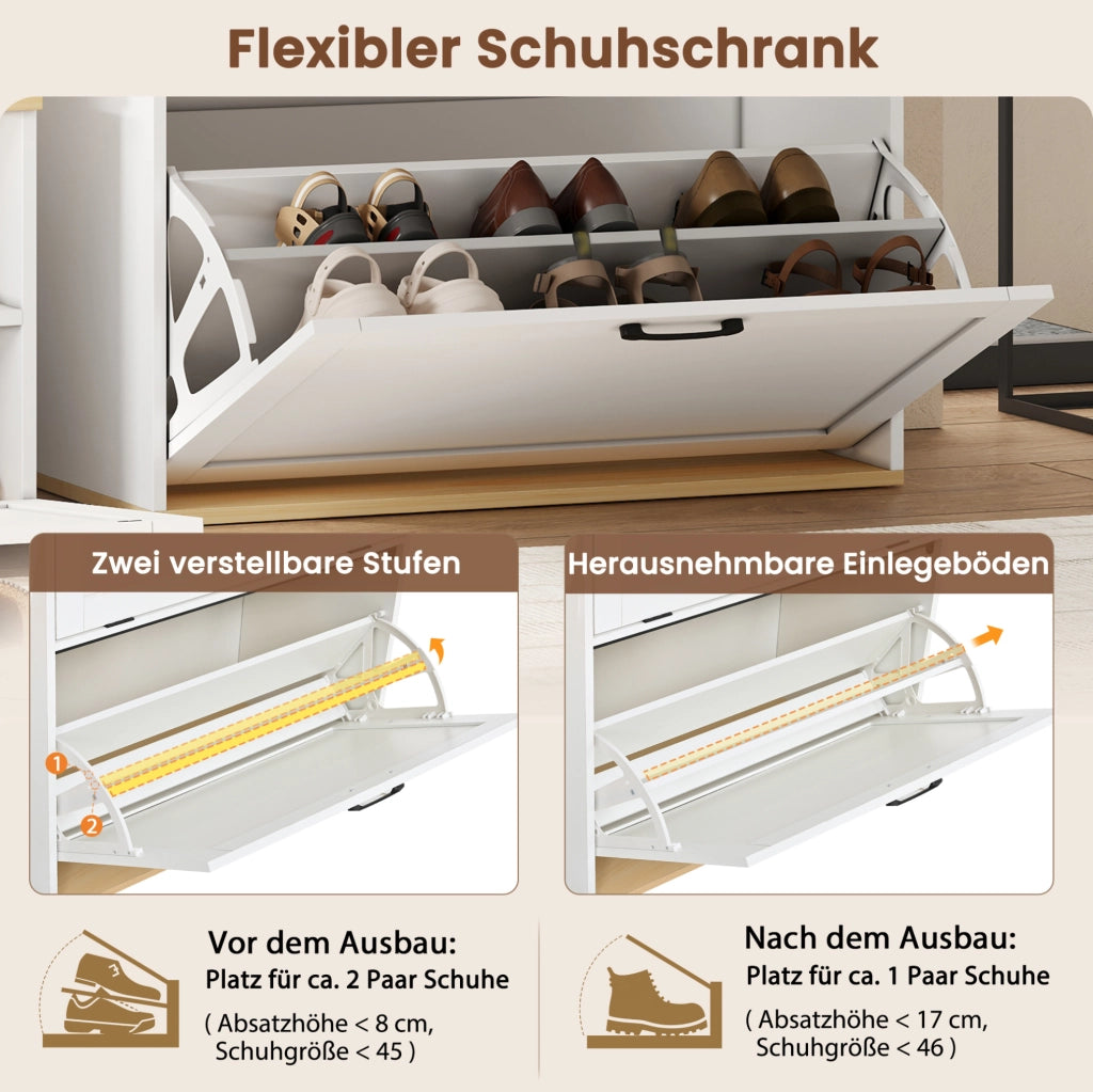 Set guardaroba modulare con scarpiera e specchio 156x36x176 cm