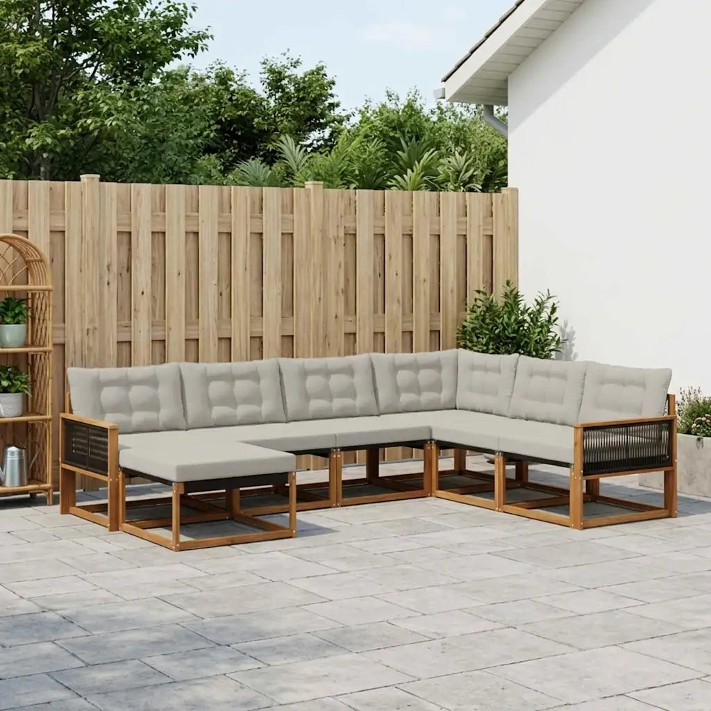 Set di divani da esterno 8 pcs Naturale e Grigio Chiaro 3381615