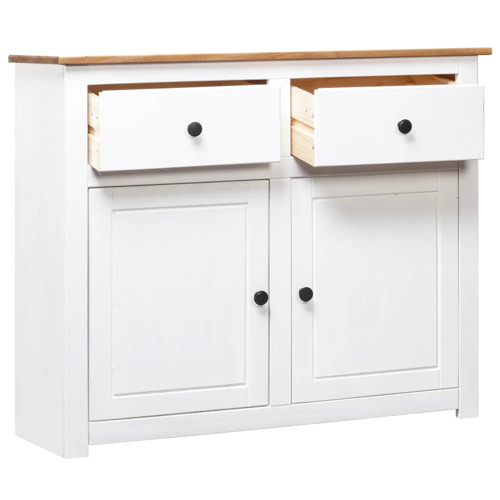 Credenza-Buffet-Armadio da cucina Bianca 93x40x80 cm in Legno Massello di Pino Panama
