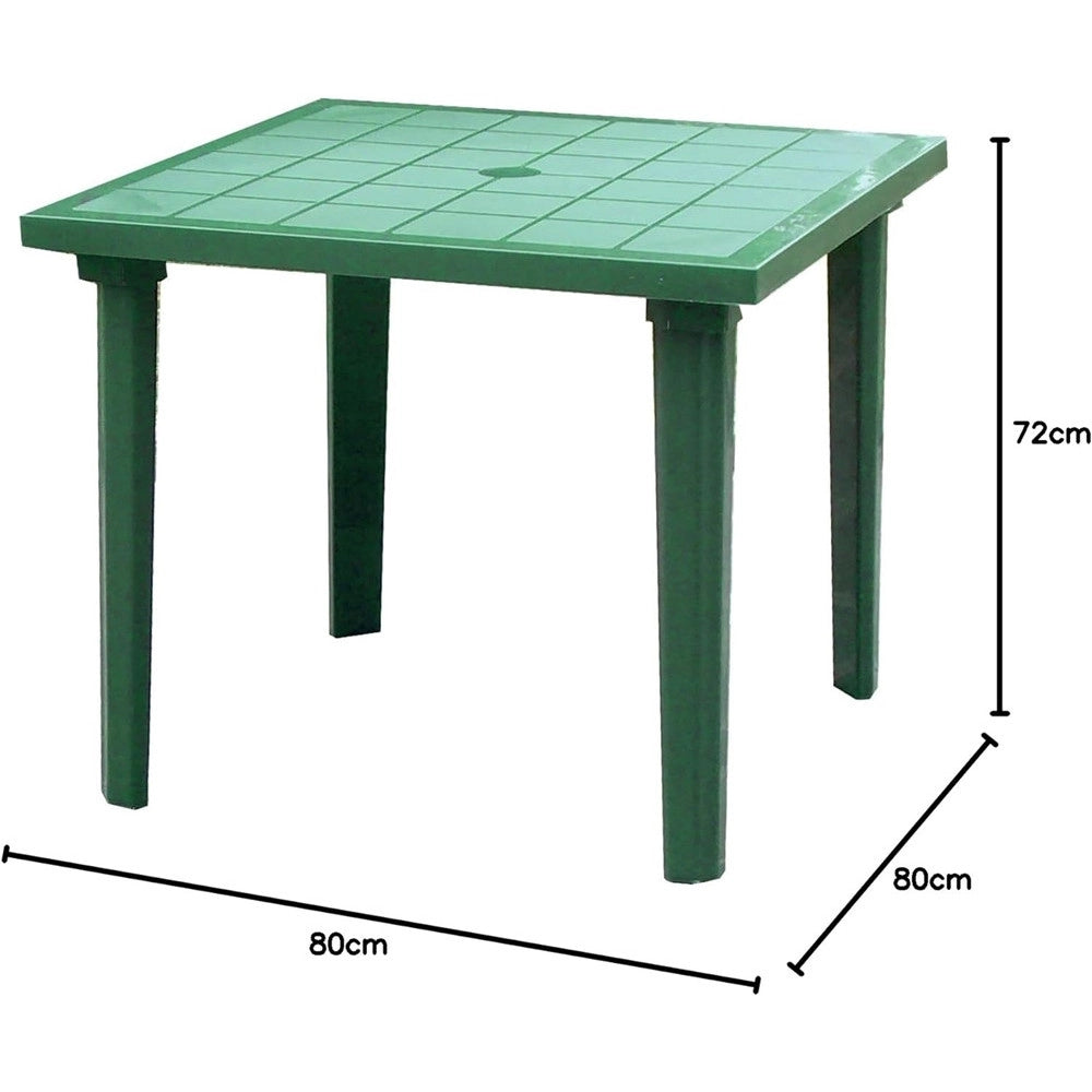 Trade Shop - Tavolo Da Giardino Quadrato Weekend Verde 80x80cm In Plastica Arredo Esterno 016300 -