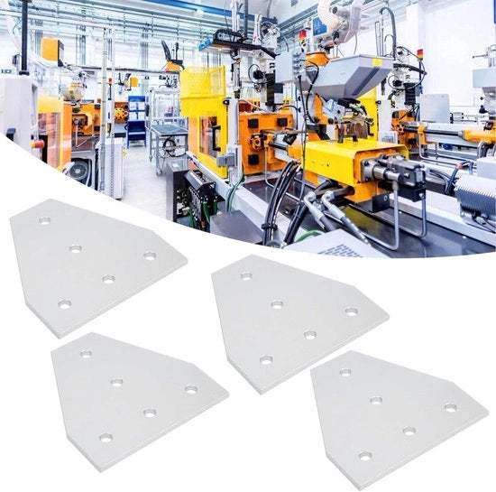 Piattaforma di connessione L a 5 fori con beugel per angolo - Piattaforma di connessione esterna a beugel per angolo - Piattaforma di connessione per profilo di alluminio (3030T) - Materiale di fissaggio.