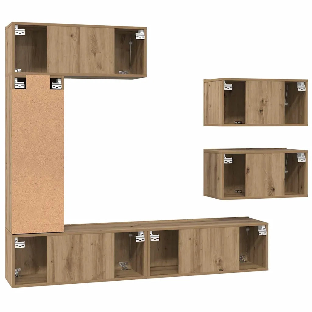 Set mobile TV 6 pcs Rovere artigianale Legno multistrato 3393248