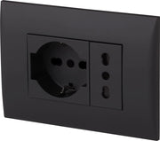 Kit Presa Bivalente Italiana Tedesca con Supporto e Placca Electraline