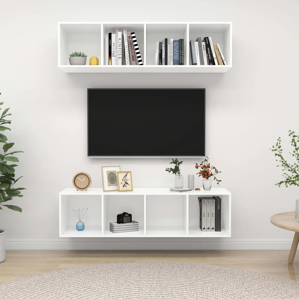 Mobile TV a Parete 2 pz Bianco in Truciolato cod mxl 27974