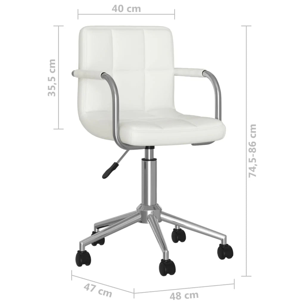 Sedia girevole da ufficio/sedia da studio/sedia da computer/sgabello/letto in similpelle bianca 02_0024048