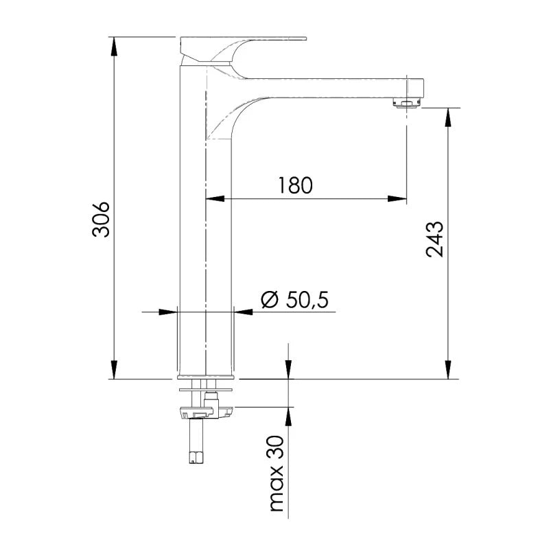 Miscelatore extra alto xl per lavabo a bacinella class line eco