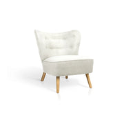 Poltrona Hispanohogar tessuto bouclé bianco con gambe Hispanohogar legno 78x72x80
